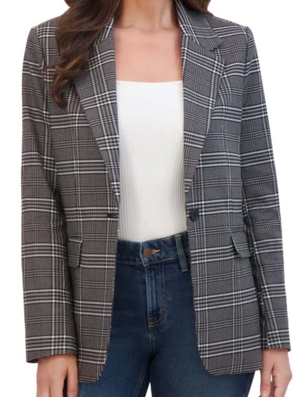 0098–NWT French Connection Gray Plaid Blazer Jacket